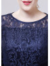 Navy Blue Lace Over Mother Of The Bride Dress 